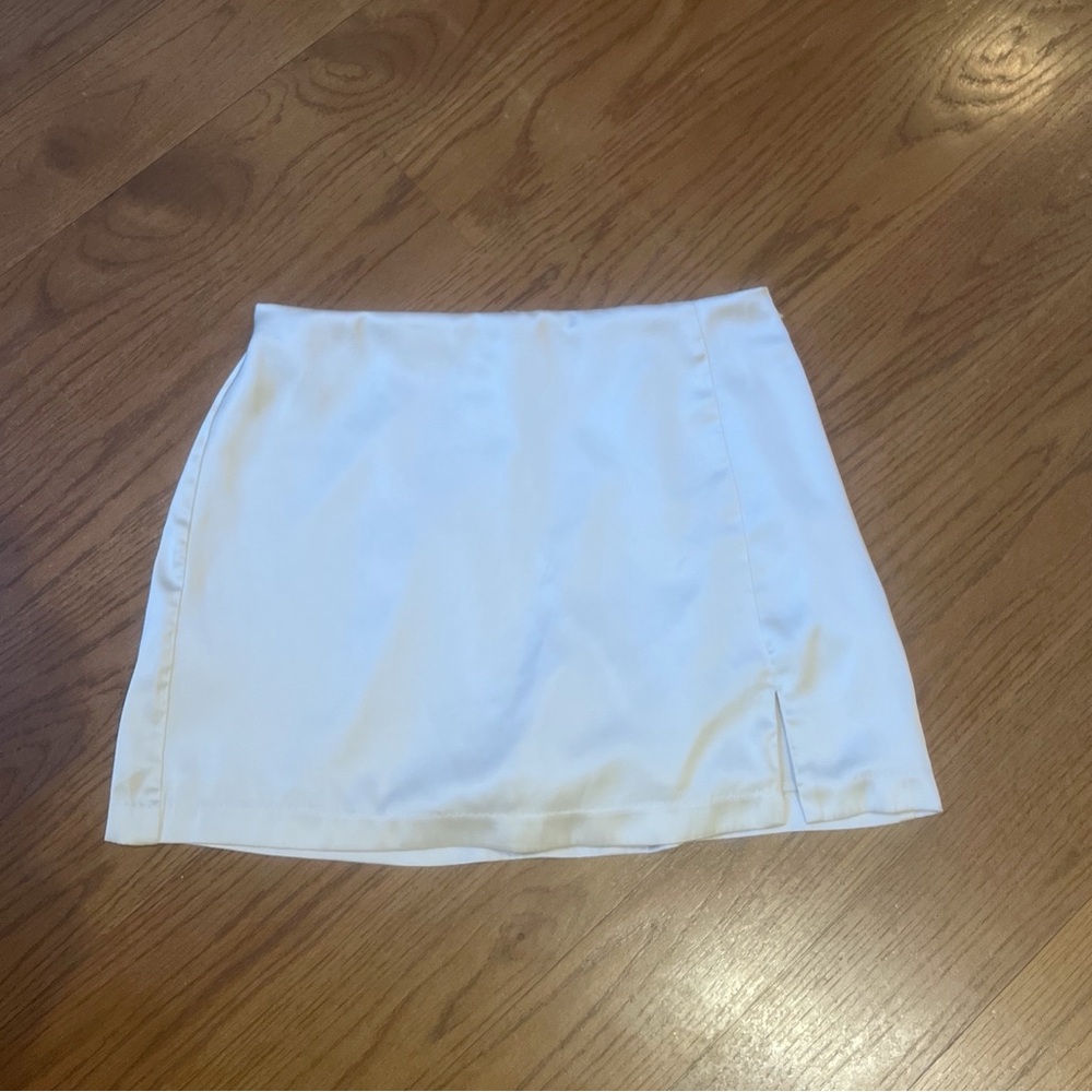 Champagne Satin Skort with Slit